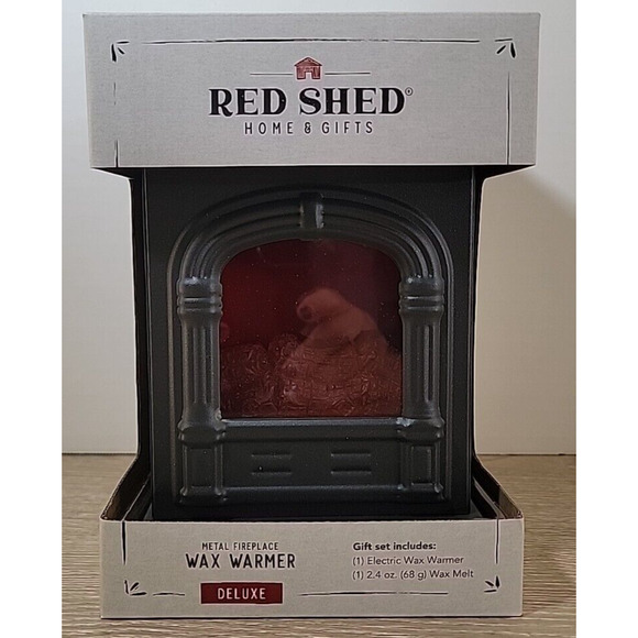 RED SHED Metal Flickering Fireplace Wax Warmer Convincing Fire New in Box - Picture 1 of 12